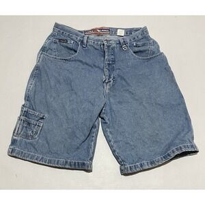 Vintage Lugz Jean Shorts Men's 34 X 11 Blue Cargo Carpenter Baggy Skater y2k